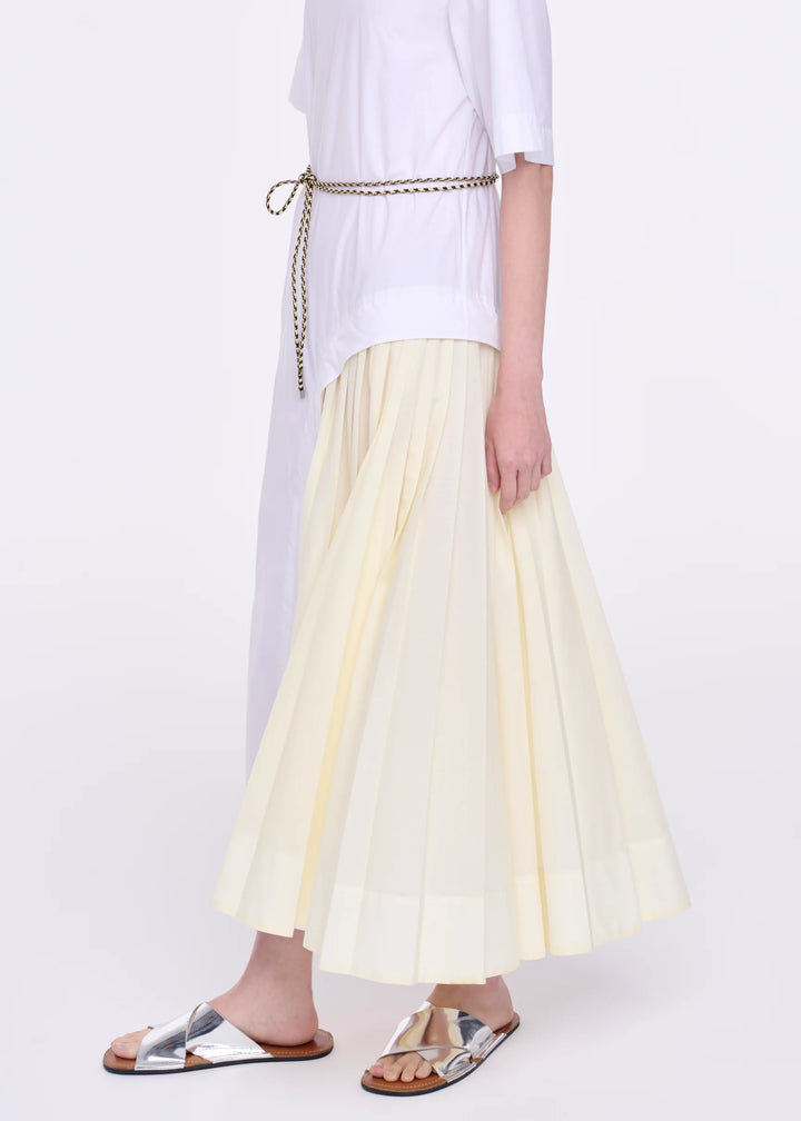 COTTON DRESS WITH PLEAT INSERT - White