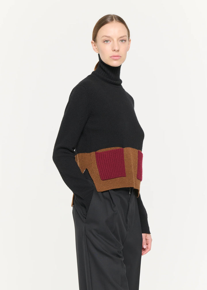 CASHMERE TURTLENECK SWEATER - Black Multi