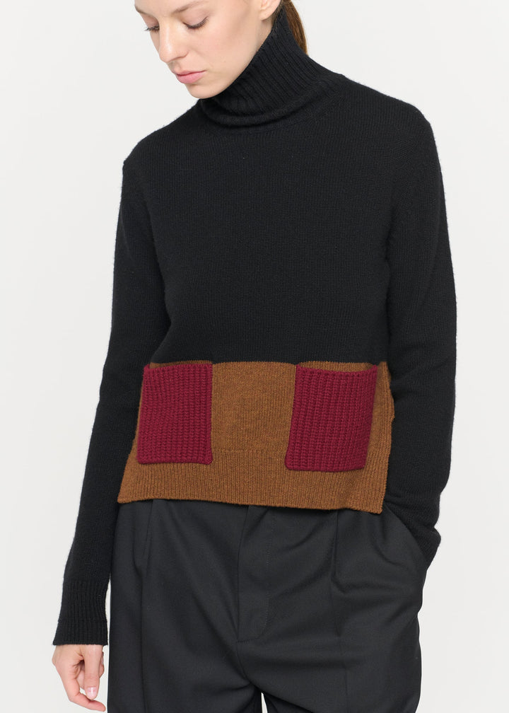 CASHMERE TURTLENECK SWEATER - Black Multi