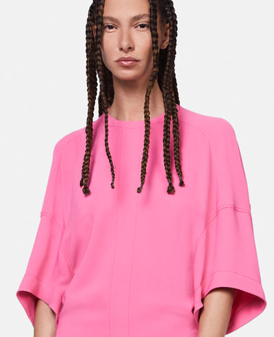 Oversized Sleeve T-Shirt Dress - Bright Pink