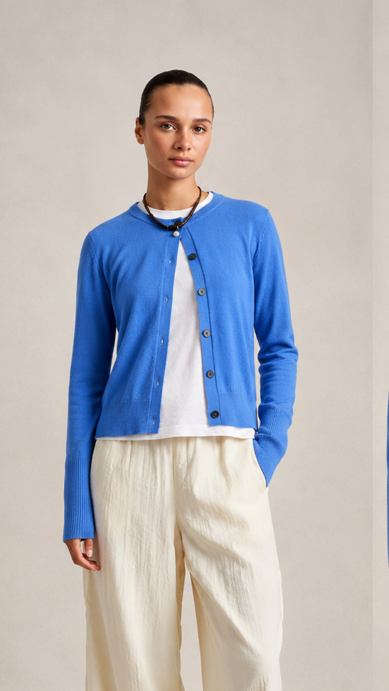 Lean Lines Cashmere Cardigan - Cadet Blue