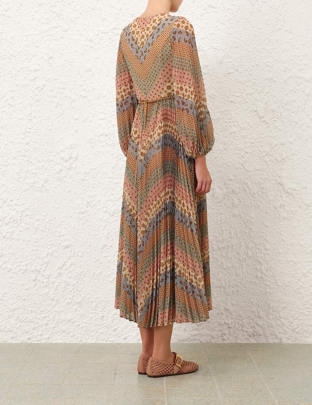 Sunray Long Sleeve Dress - Rust