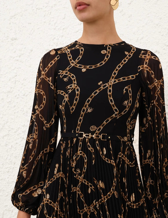 Sunray Long Sleeve Dress - Black Charms