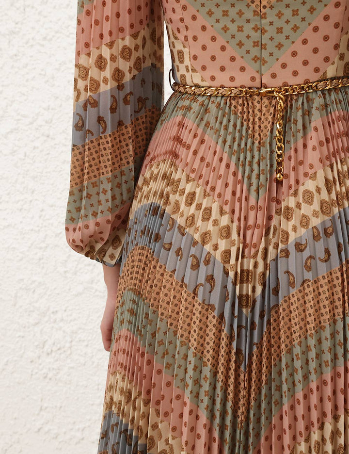 Sunray Long Sleeve Dress - Rust