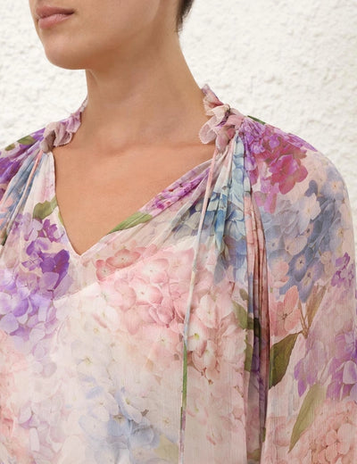 Dawning Billow Blouse - Multi Hydrangea