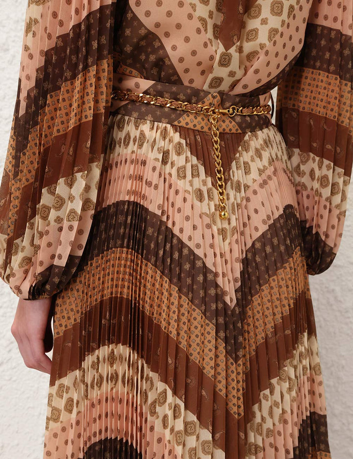 Sunray Pleated Skirt - Rust