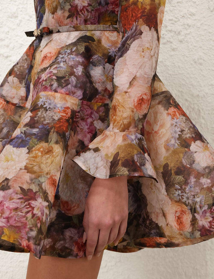 Alchemy Peplum Mini Dress - Pink Multi