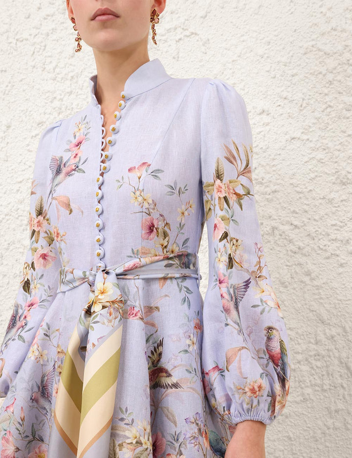 Rebellion Button Mini Dress - Blue Aviary