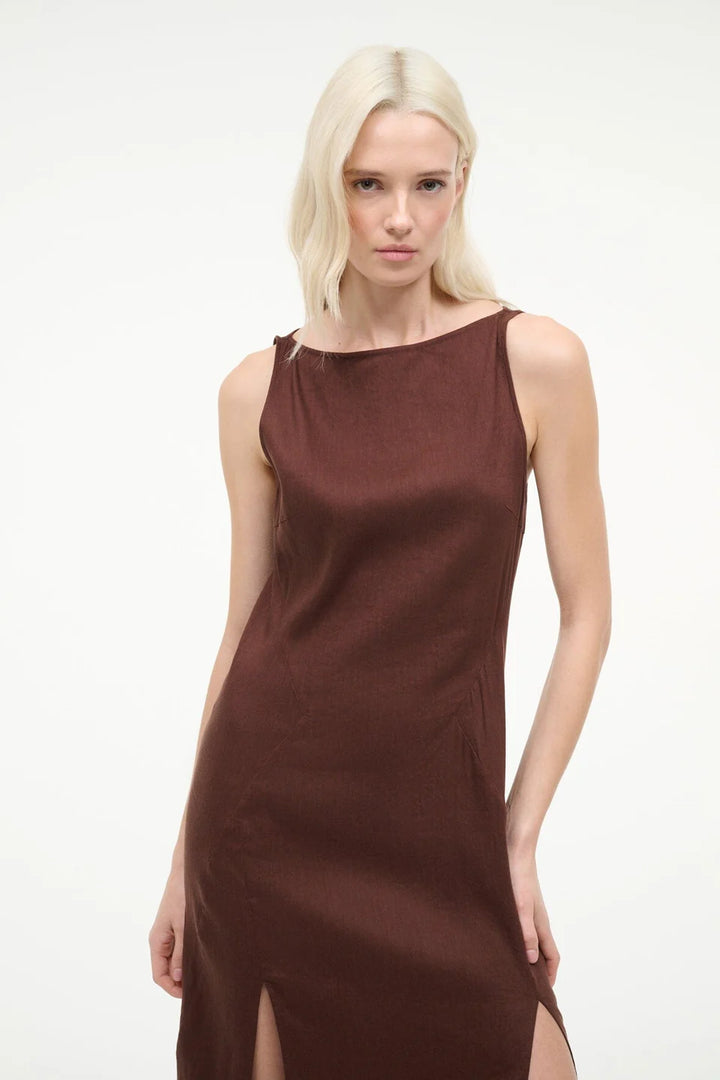 Costa Linen Dress - Dark Brown