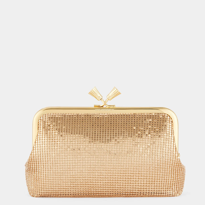 Maud Metal Mesh Clutch – Gold