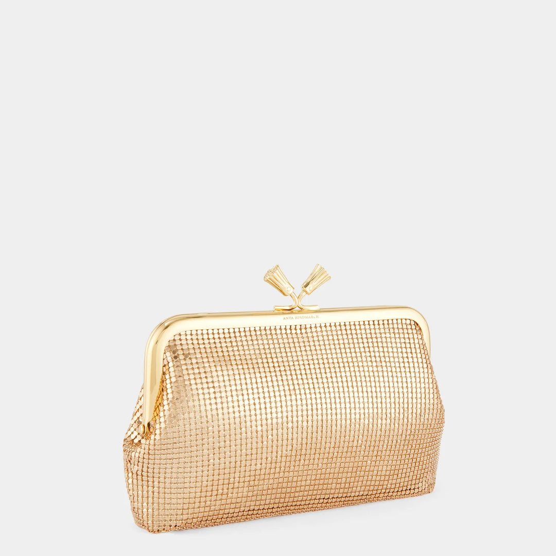 Maud Metal Mesh Clutch – Gold