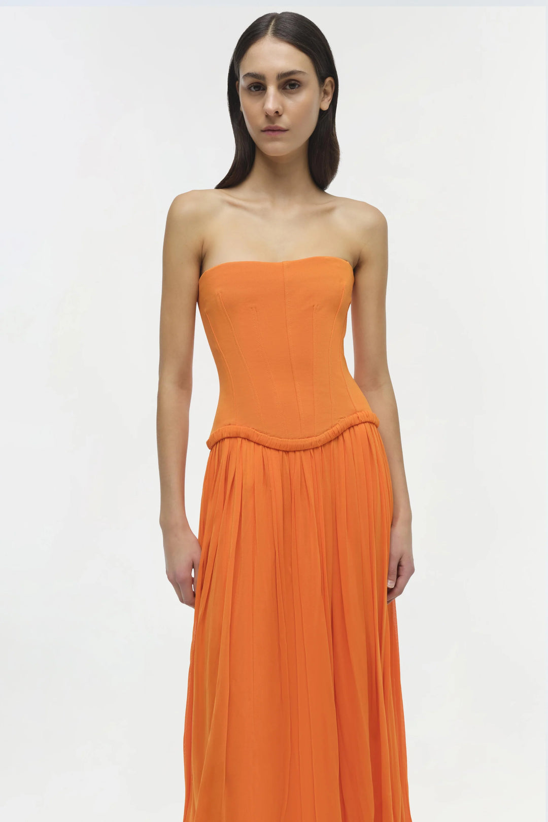 Adalys Strapless Jersey Dress - Tangerine