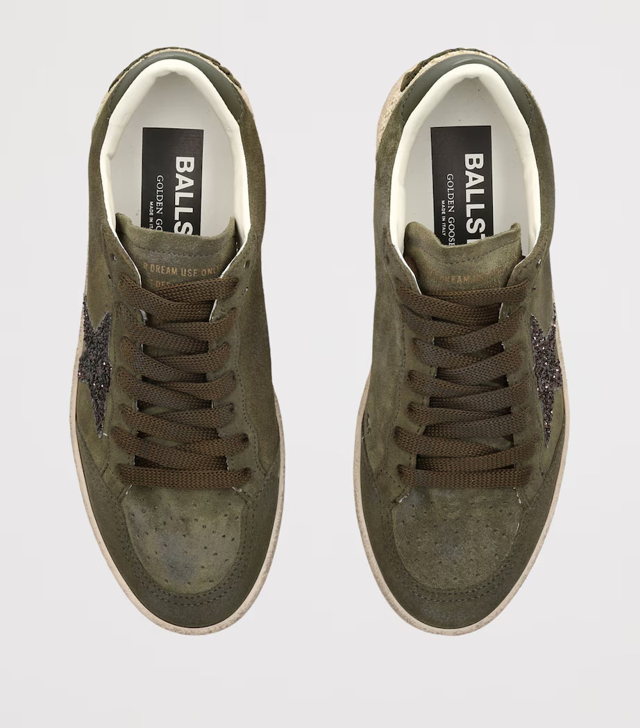 Ball Star Sneaker – Olive Suede & Glitter Star