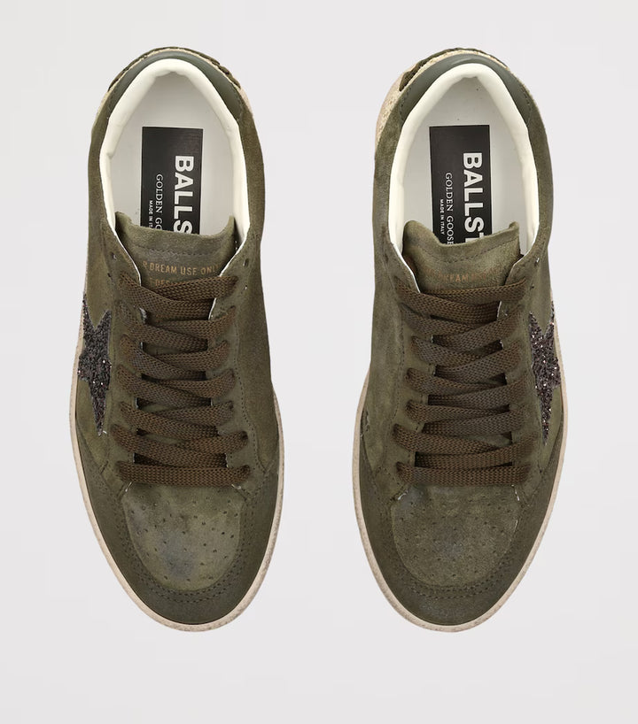 Ball Star Sneaker – Olive Suede & Glitter Star
