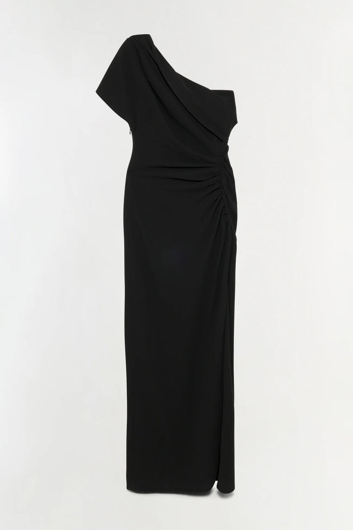 Kally Draped Midi Dress - Black