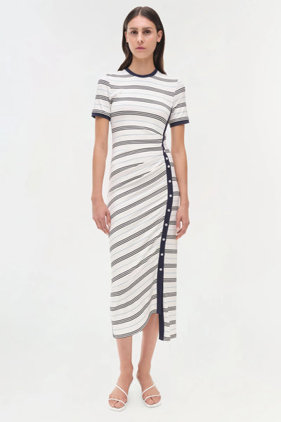 Shanna Midi Dress - White Midi Stripe