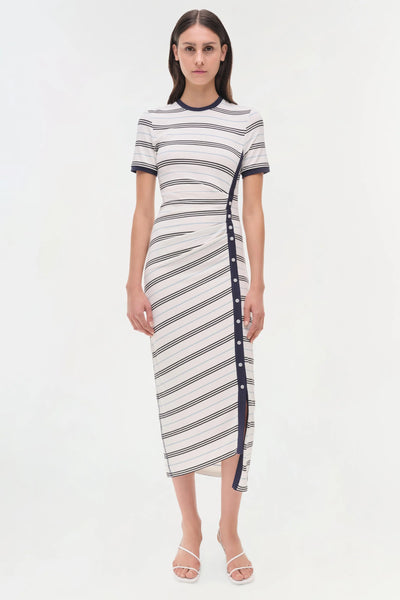 Shanna Midi Dress - White Midi Stripe
