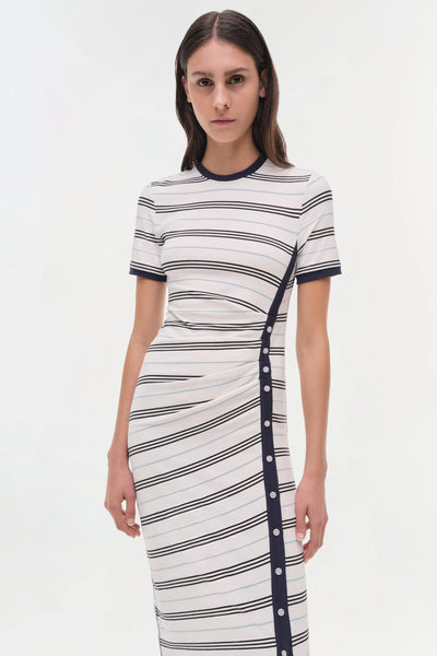 Shanna Midi Dress - White Midi Stripe
