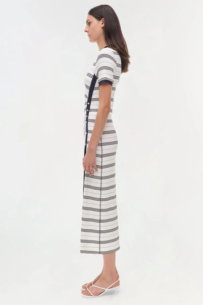 Shanna Midi Dress - White Midi Stripe