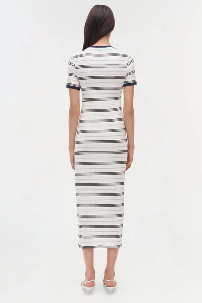 Shanna Midi Dress - White Midi Stripe