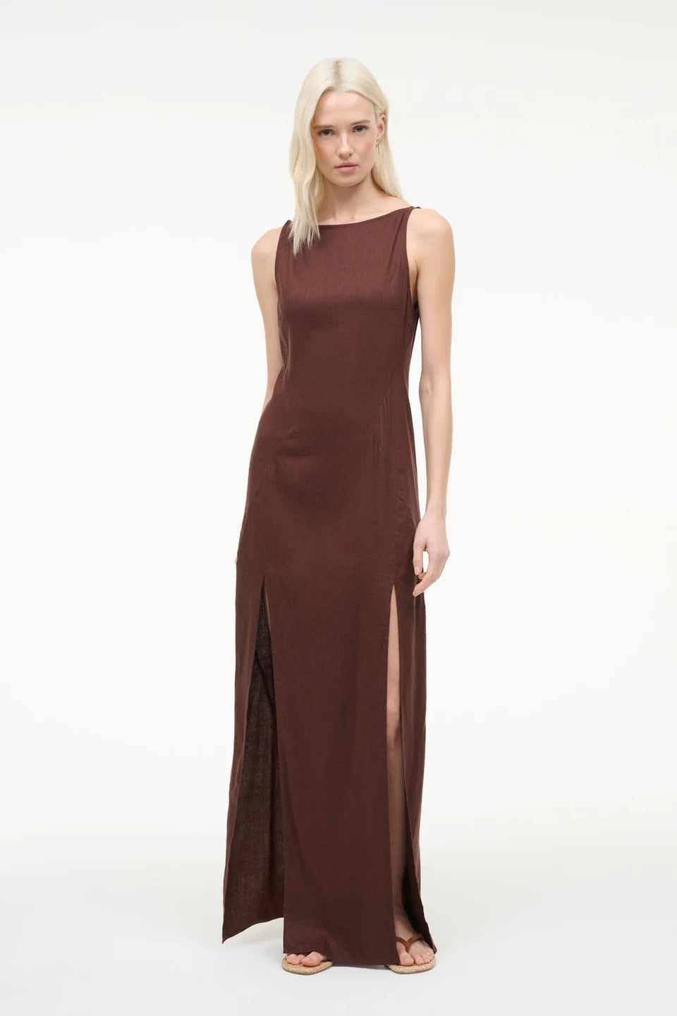 Costa Linen Dress - Dark Brown