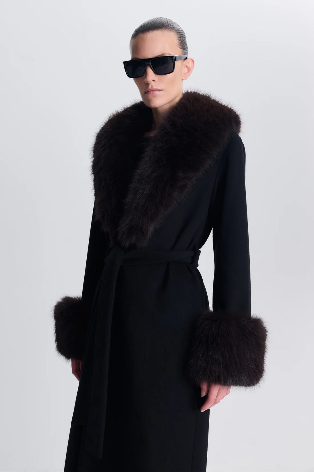 Kinsley Belted Long Coat - Black Multi