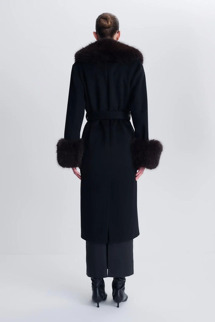 Kinsley Belted Long Coat - Black Multi