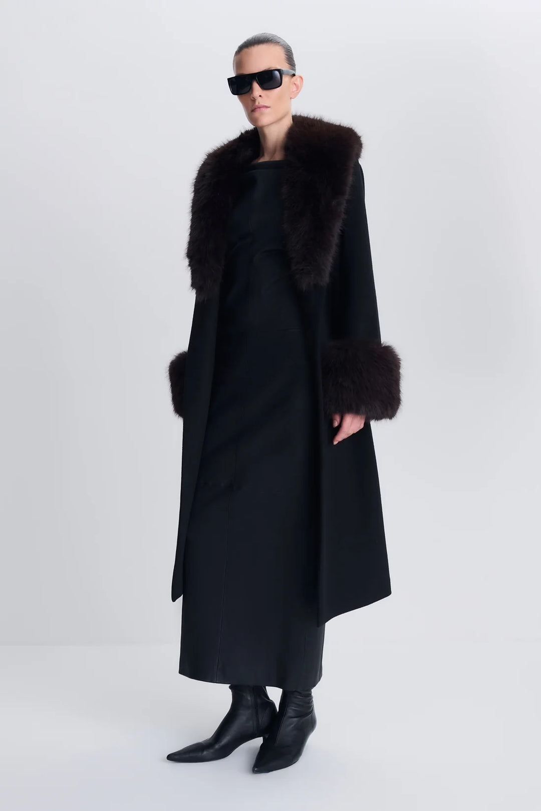 Kinsley Belted Long Coat - Black Multi