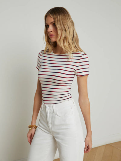 Ressi Fitted Tee - Red, Navy, White Stripe