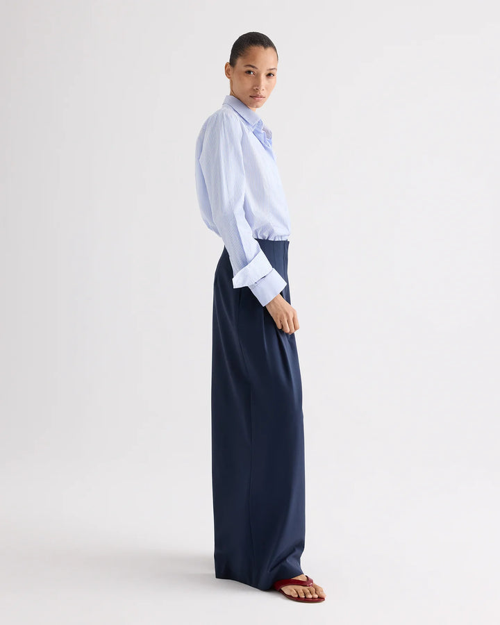 Double Layer Boyfriend Shirt - Medium Blue/Light Blue
