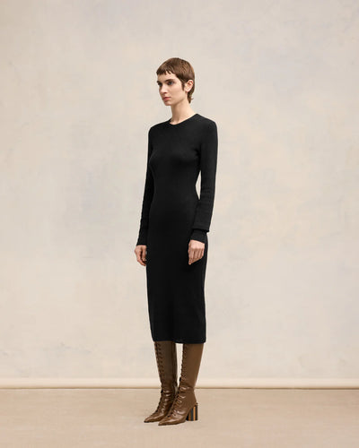 Ami de Coeur Pointelle Midi Dress - Black