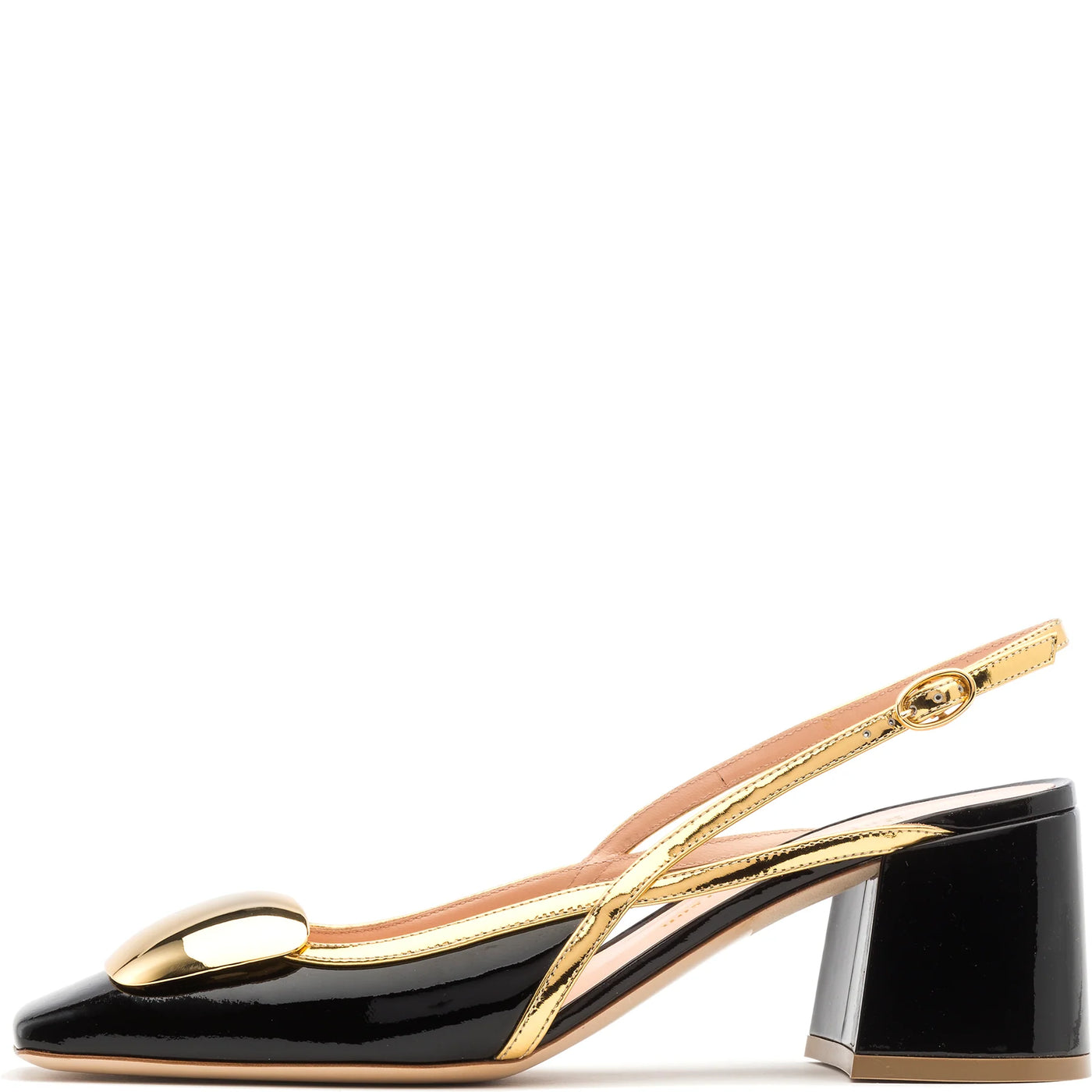 Cavalla Cromato Slingback 60mm - Black/Gold