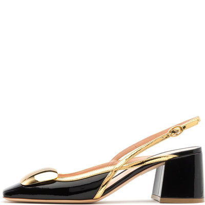 Cavalla Cromato Slingback 60mm - Black/Gold