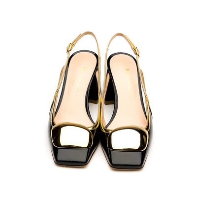 Cavalla Cromato Slingback 60mm - Black/Gold