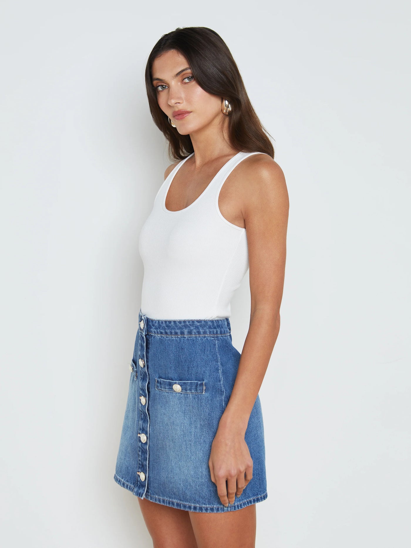 Adira Scoopneck Tank - White