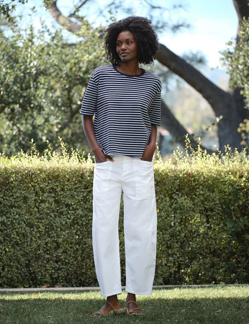 Perry Crew Short Sleeve Tee - Navy Stripe