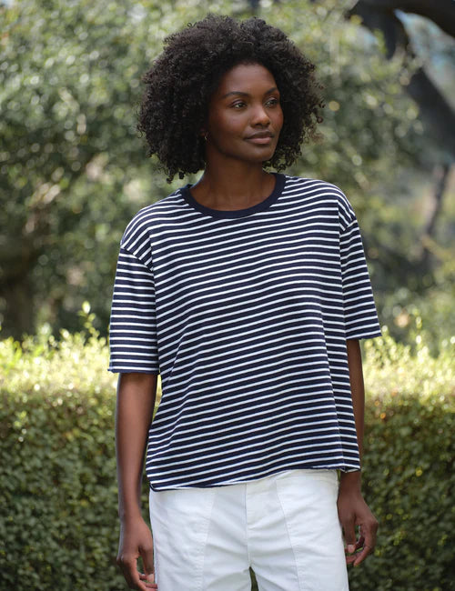 Perry Crew Short Sleeve Tee - Navy Stripe