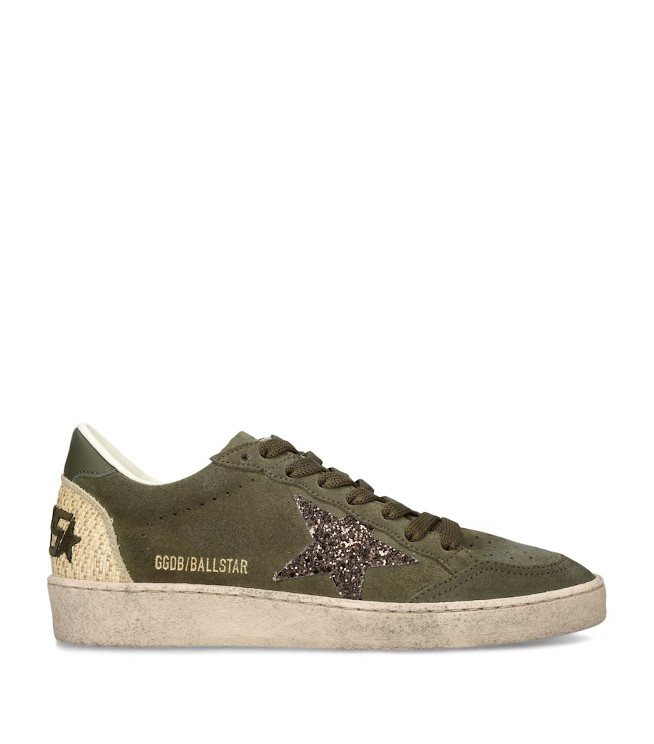 Ball Star Sneaker – Olive Suede & Glitter Star