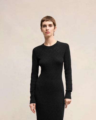 Ami de Coeur Pointelle Midi Dress - Black