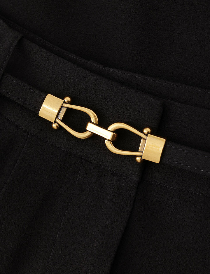 Belted Wide Leg Pant - Black