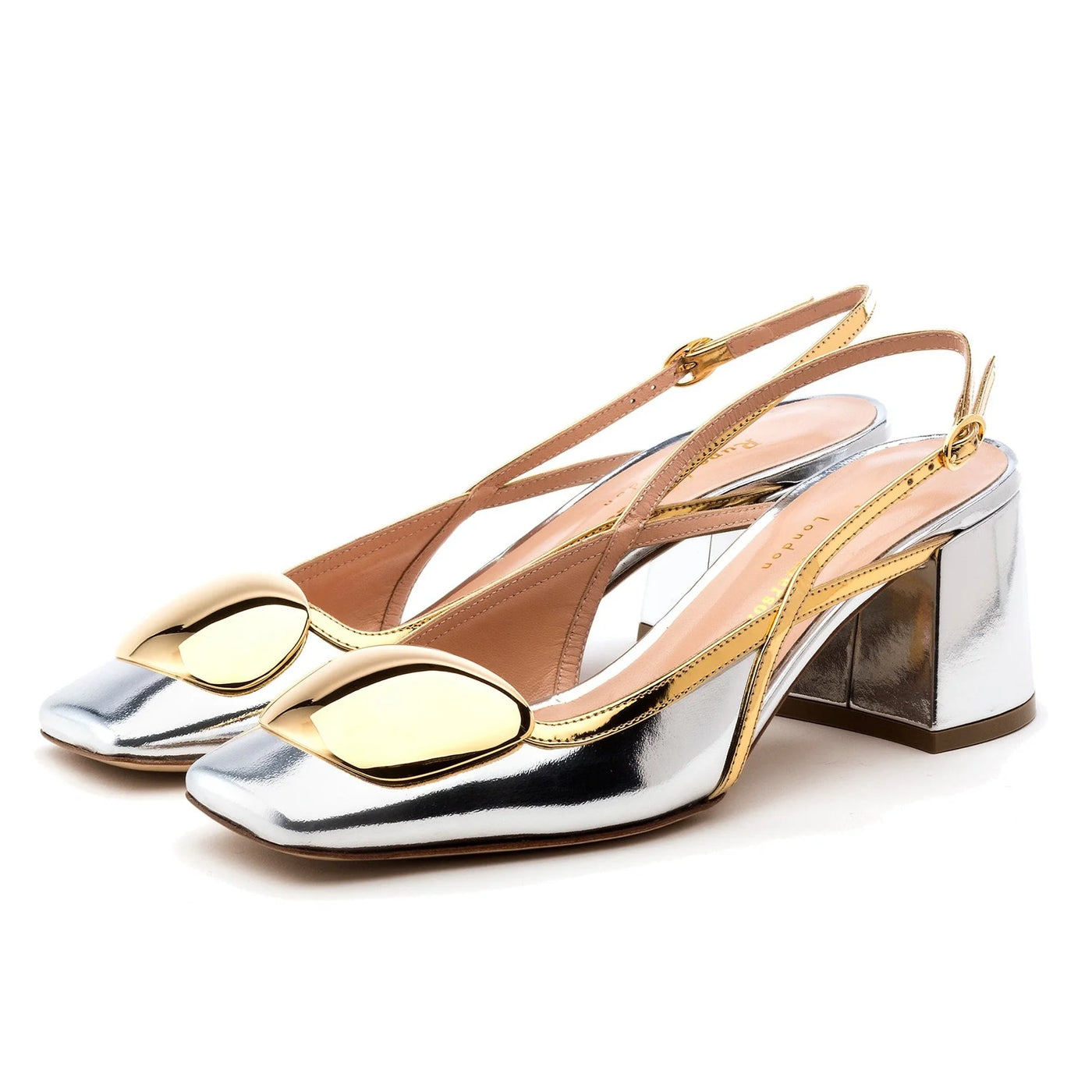 Cavalla Cromato Slingback 60mm - Silver/Gold