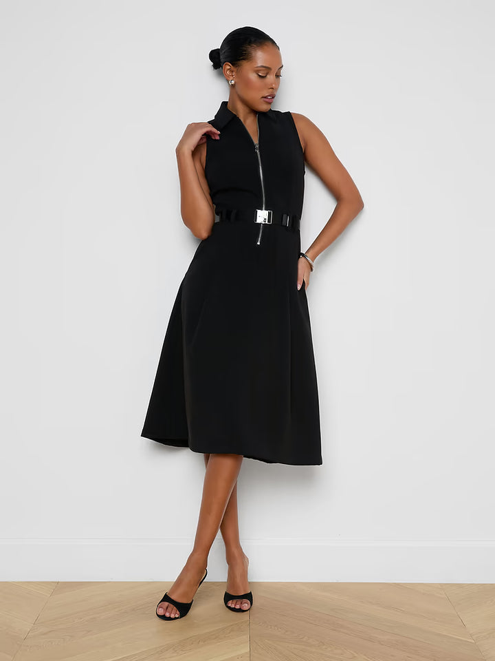Kylo Belted Shirt Dress - Black