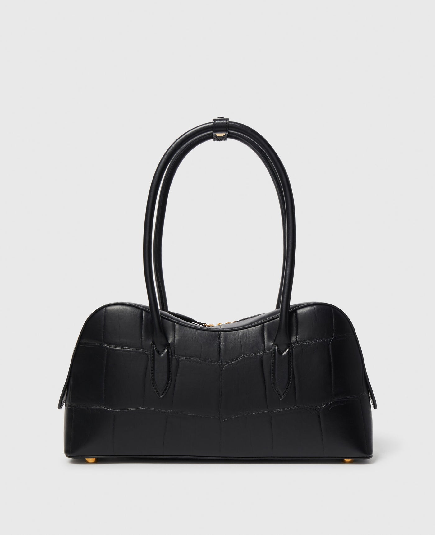 Ryder Crocodile-Embossed Shoulder Bag - Black