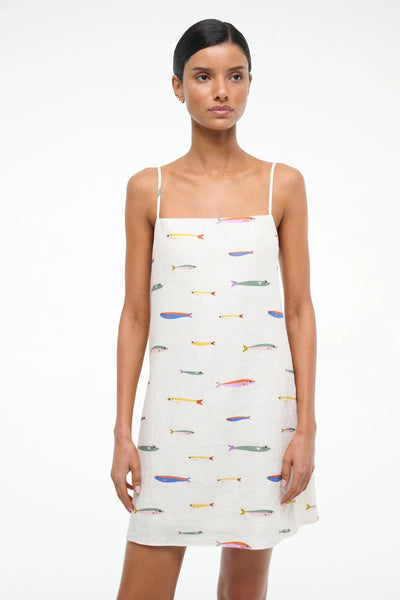 LAURA LINEN MINI DRESS - POP SARDINES IVORY