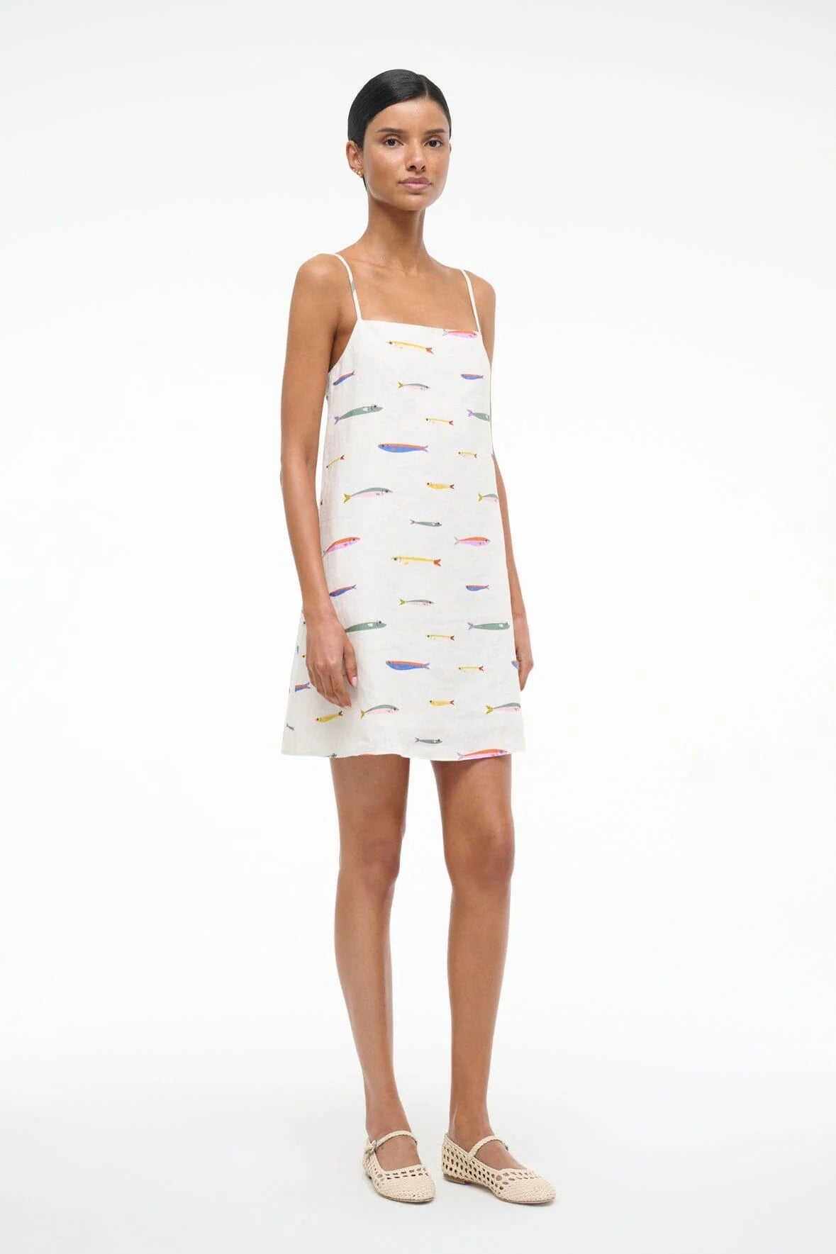 LAURA LINEN MINI DRESS - POP SARDINES IVORY