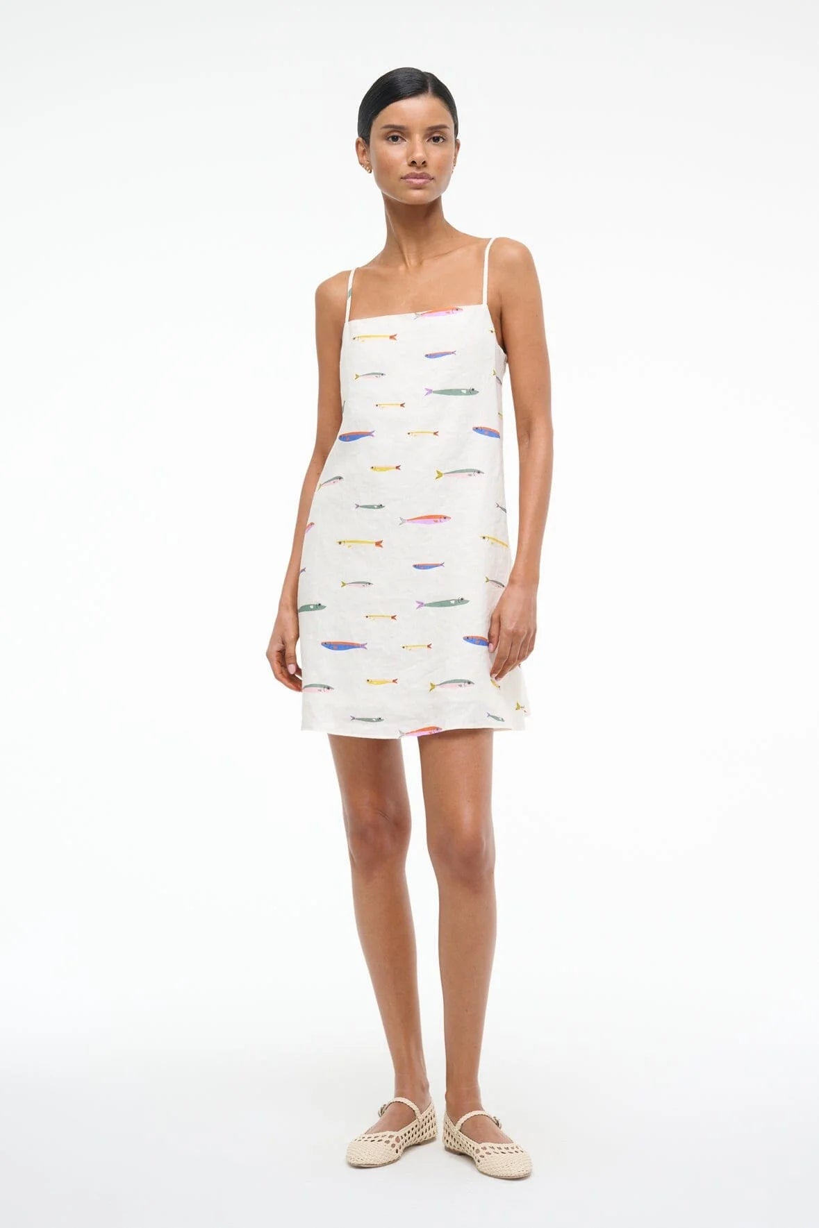 LAURA LINEN MINI DRESS - POP SARDINES IVORY