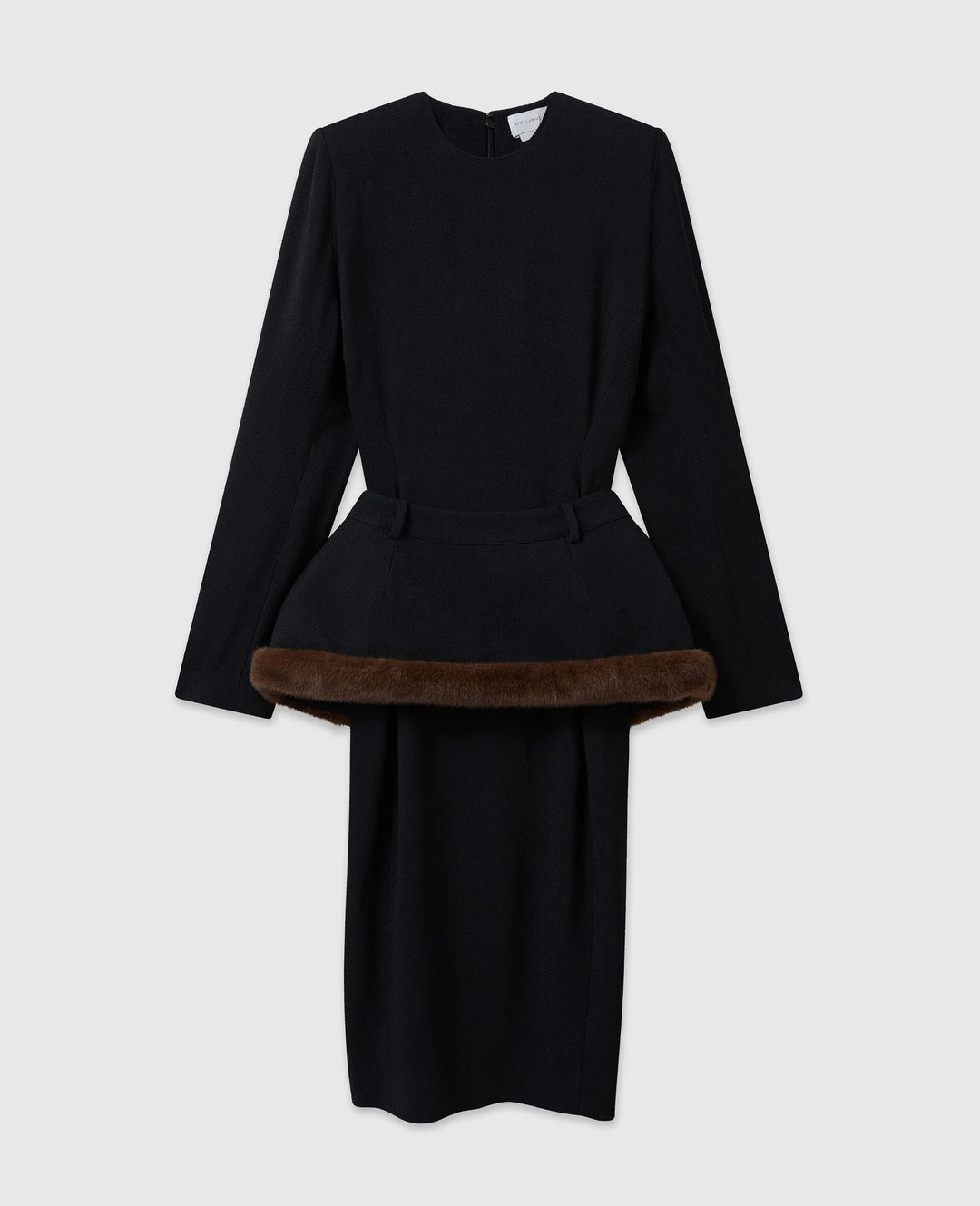 Faux Fur-Trim Midi Dress - Black
