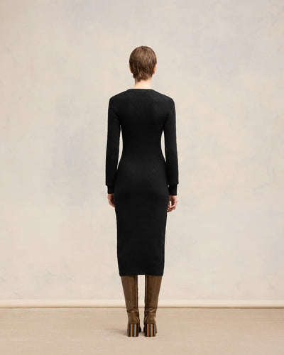 Ami de Coeur Pointelle Midi Dress - Black