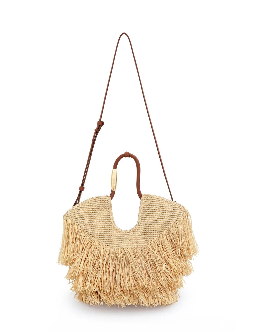 Goldentime Small Fringe Tote - Rarffia