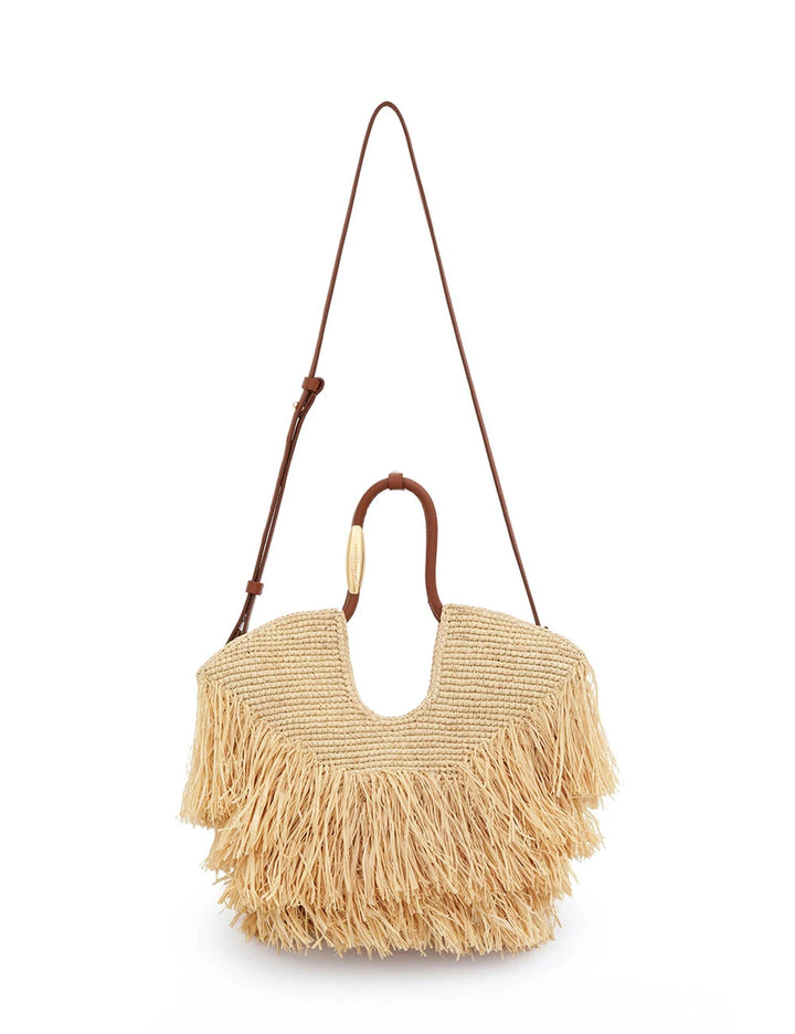Goldentime Small Fringe Tote - Rarffia